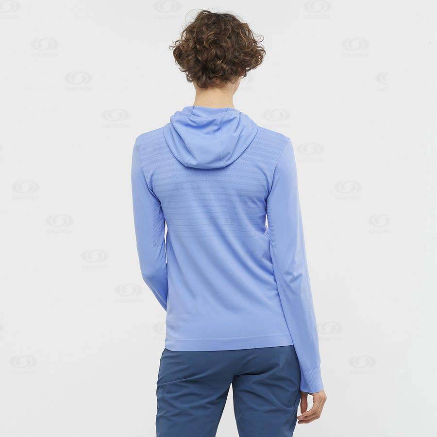 Salomon ESSENTIAL SEAMLESS Women's Hoodie Blue | AU-A1962