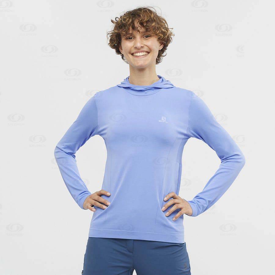 Salomon ESSENTIAL SEAMLESS Women's Hoodie Blue | AU-A1962