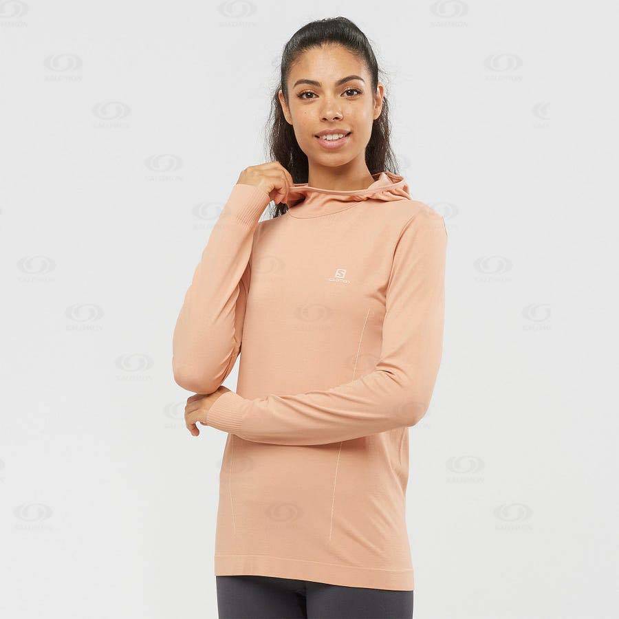 Salomon ESSENTIAL SEAMLESS Women's Hoodie Pink | AU-A2585