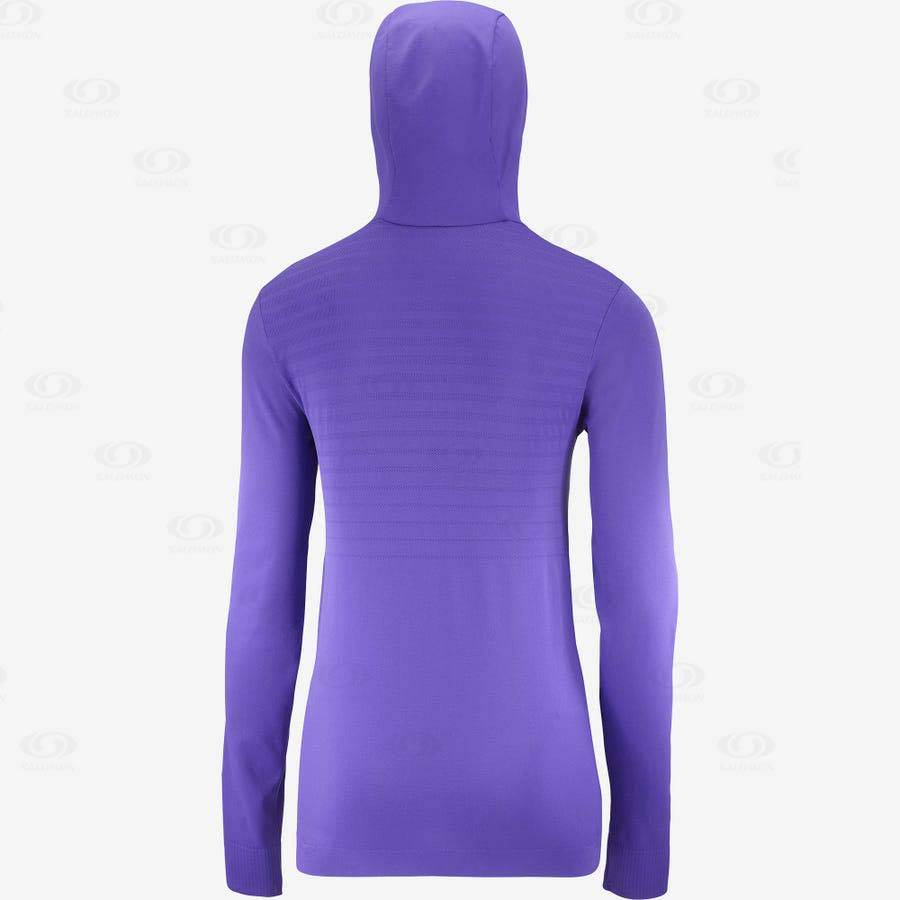 Salomon ESSENTIAL SEAMLESS Women's Hoodie Purple | AU-M2539