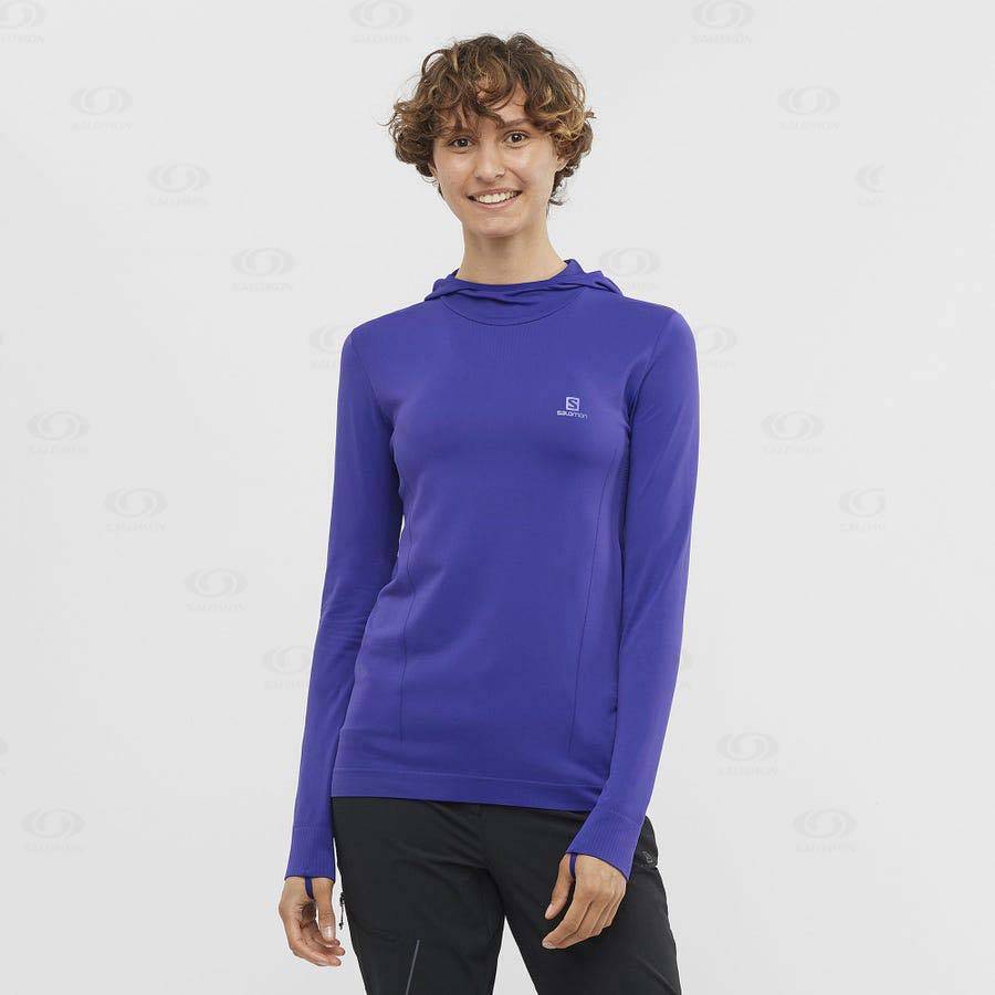 Salomon ESSENTIAL SEAMLESS Women's Hoodie Purple | AU-M2539