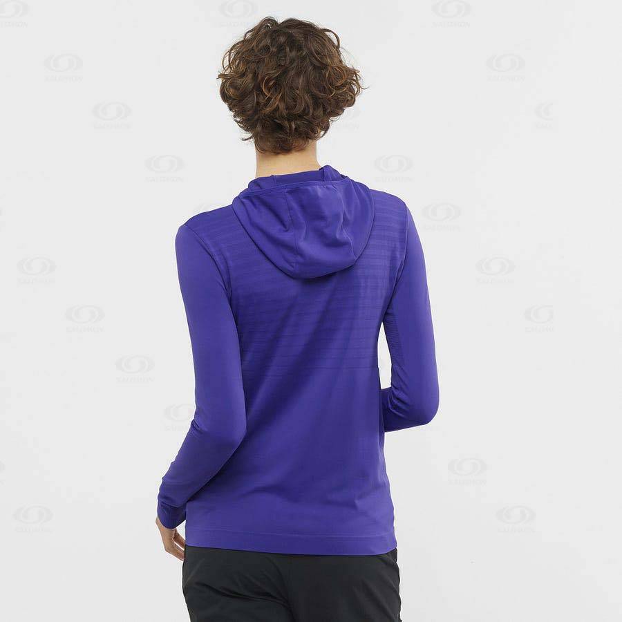 Salomon ESSENTIAL SEAMLESS Women's Hoodie Purple | AU-M2539