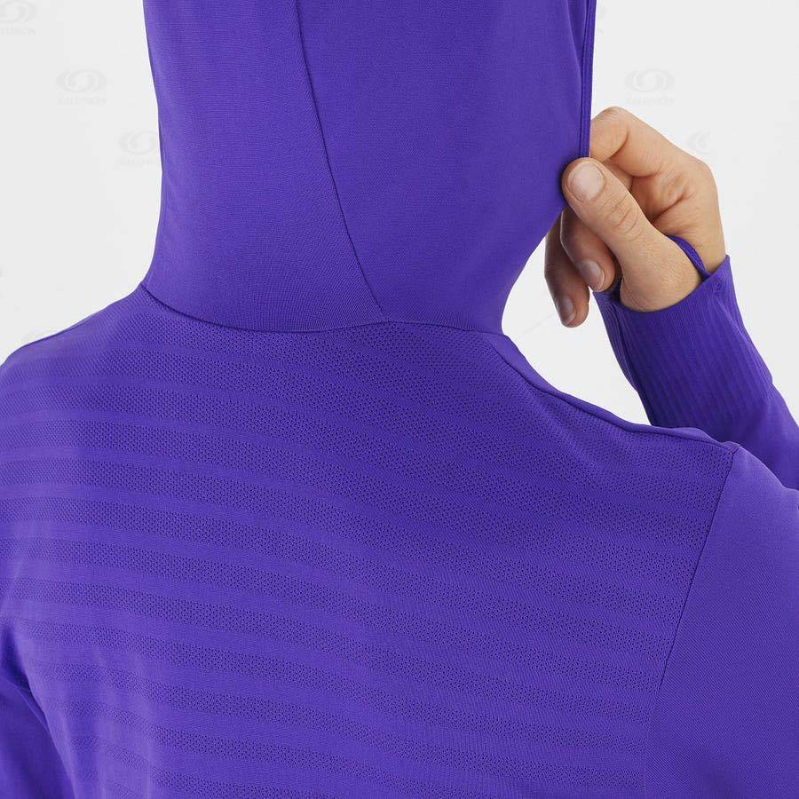 Salomon ESSENTIAL SEAMLESS Women's Hoodie Purple | AU-M2539