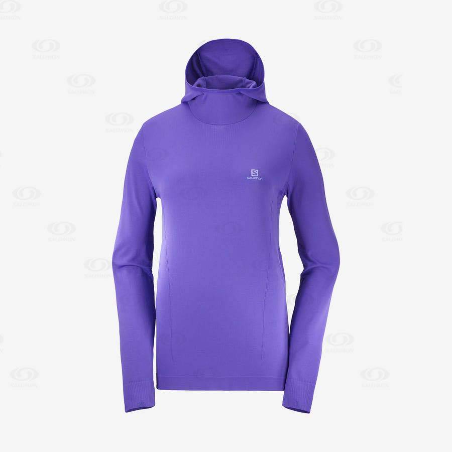 Salomon ESSENTIAL SEAMLESS Women\'s Hoodie Purple | AU-M2539