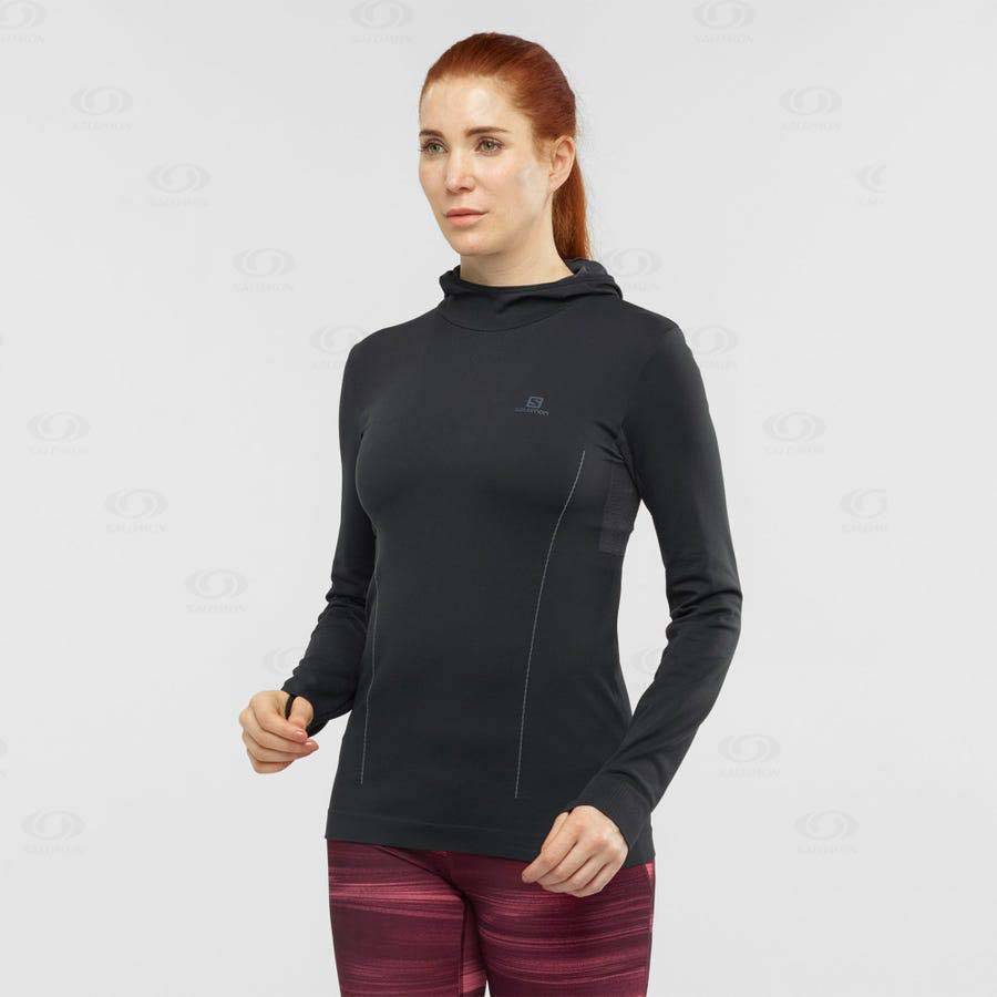 Salomon ESSENTIAL SEAMLESS Women's Hoodie Black | AU-O2265