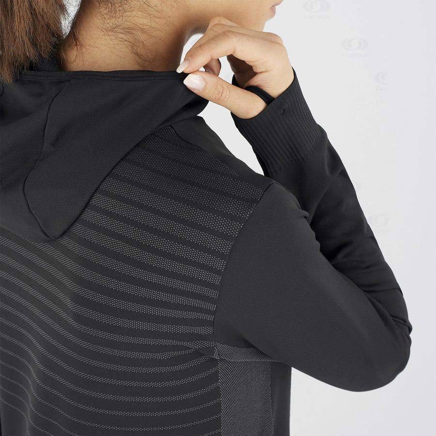 Salomon ESSENTIAL SEAMLESS Women's Hoodie Black | AU-O2265