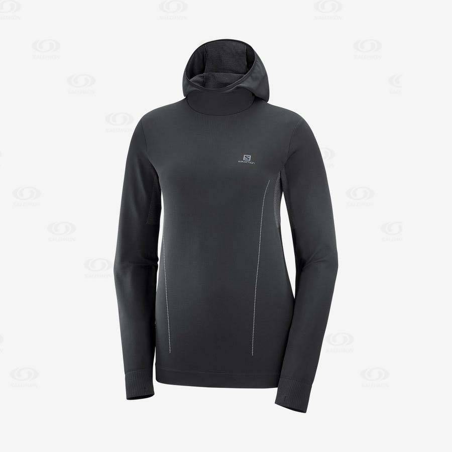 Salomon ESSENTIAL SEAMLESS Women\'s Hoodie Black | AU-O2265