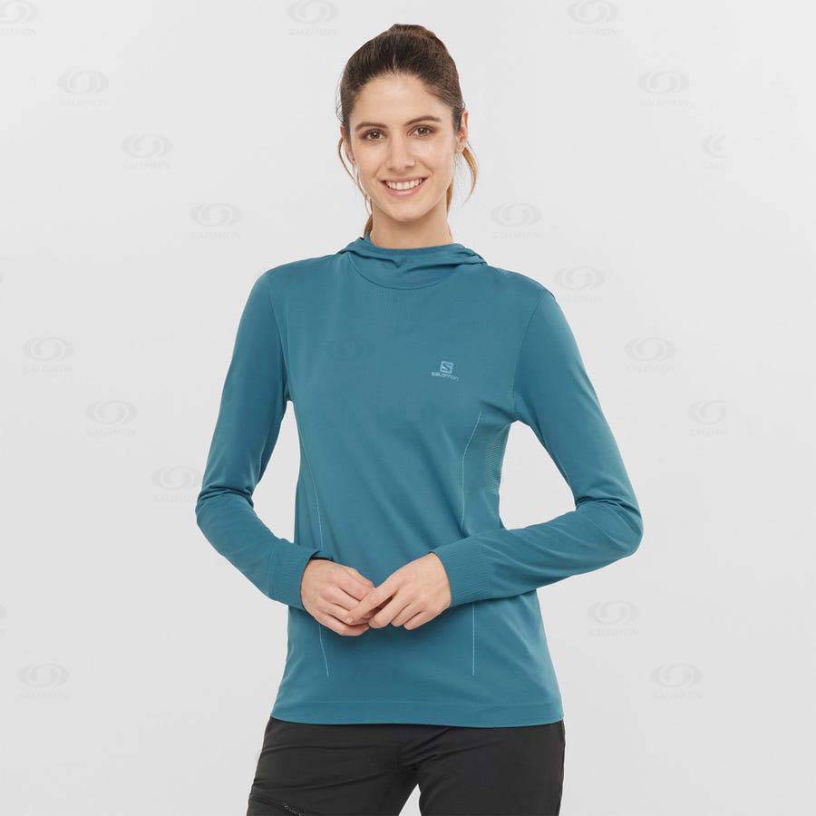 Salomon ESSENTIAL SEAMLESS Women's Hoodie Navy | AU-W1540