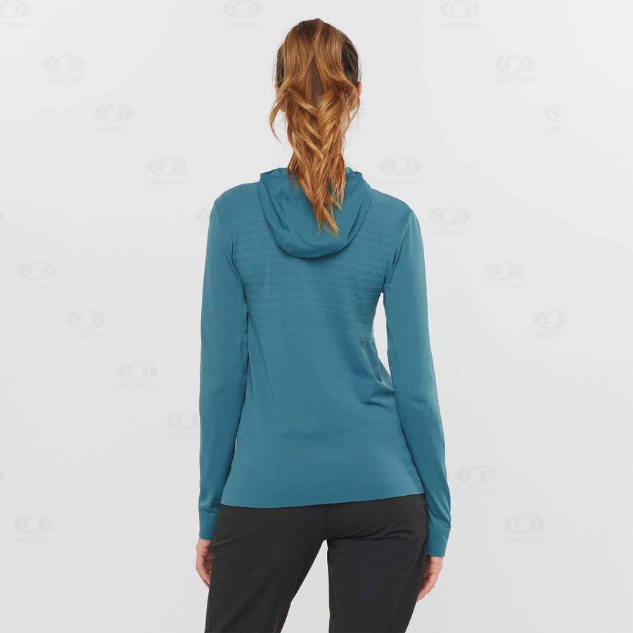 Salomon ESSENTIAL SEAMLESS Women's Hoodie Navy | AU-W1540