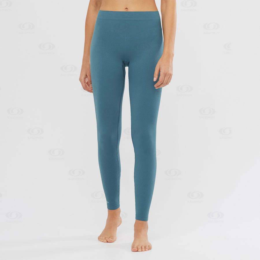 Salomon ESSENTIAL SEAMLESS Women's Running Tights Blue | AU-A2291