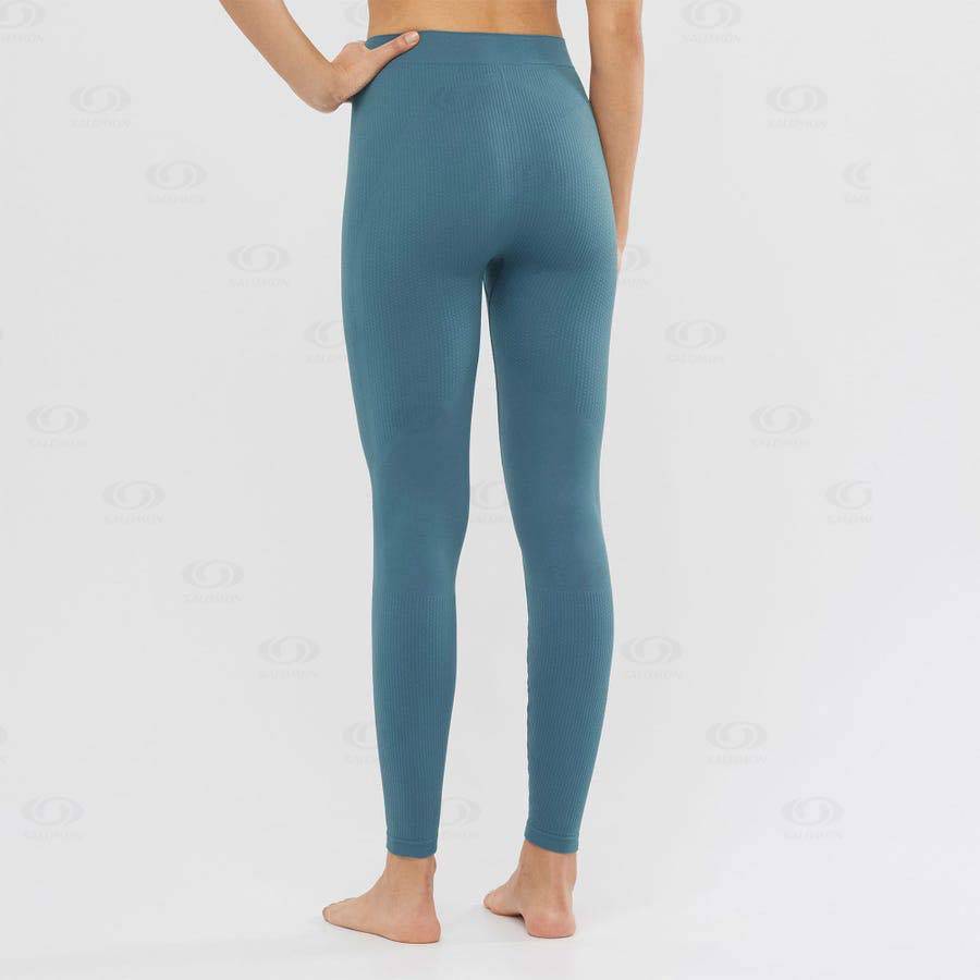 Salomon ESSENTIAL SEAMLESS Women's Running Tights Blue | AU-A2291