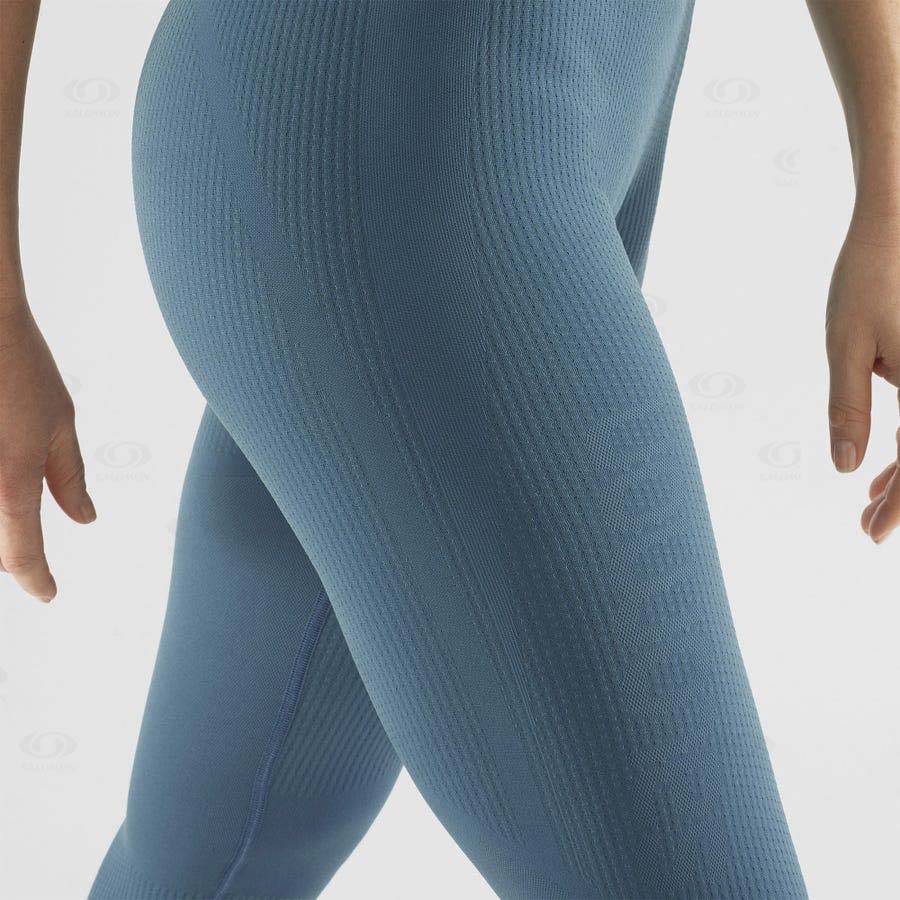 Salomon ESSENTIAL SEAMLESS Women's Running Tights Blue | AU-A2291