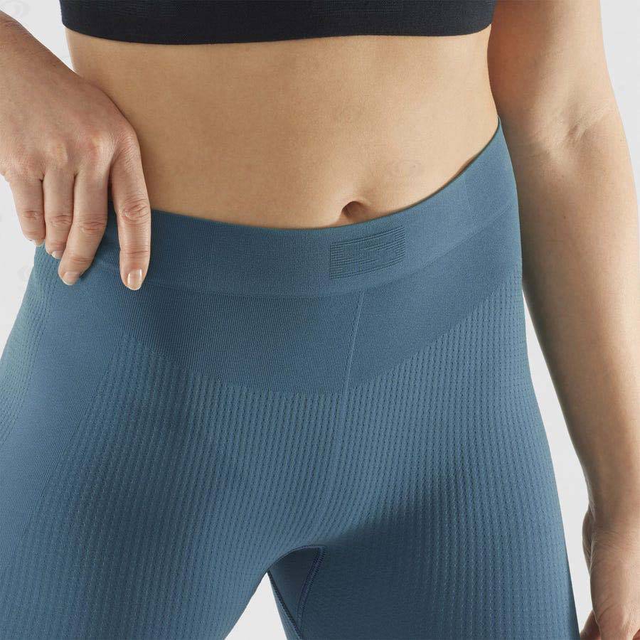 Salomon ESSENTIAL SEAMLESS Women's Running Tights Blue | AU-A2291