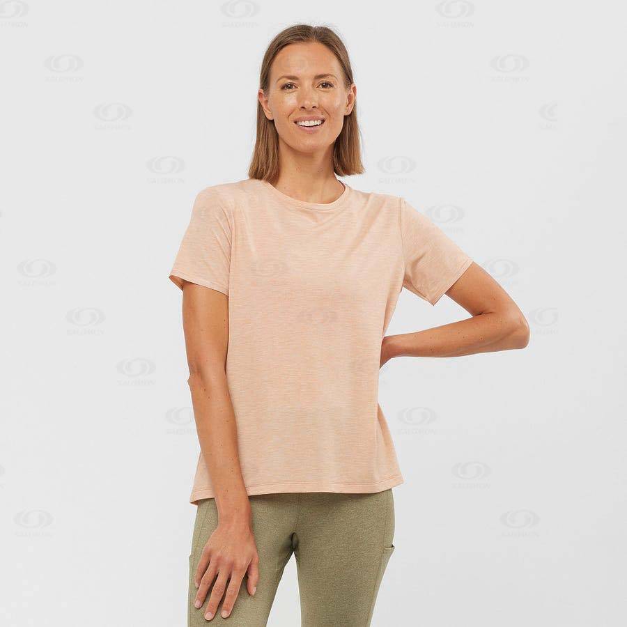 Salomon ESSENTIAL TENCEL Women's T Shirts Beige | AU-O1819