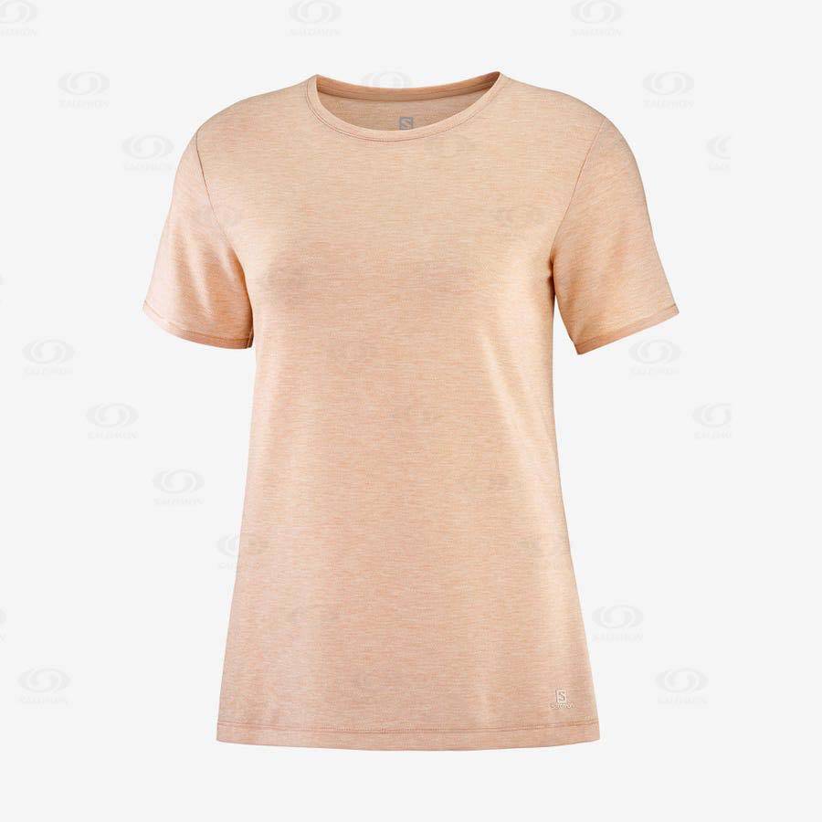 Salomon ESSENTIAL TENCEL Women\'s T Shirts Beige | AU-O1819