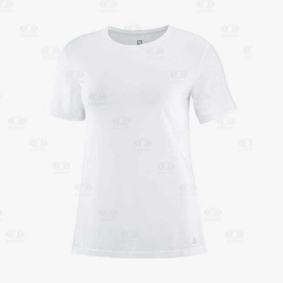 Salomon ESSENTIAL TENCEL Women\'s T Shirts White | AU-W1490