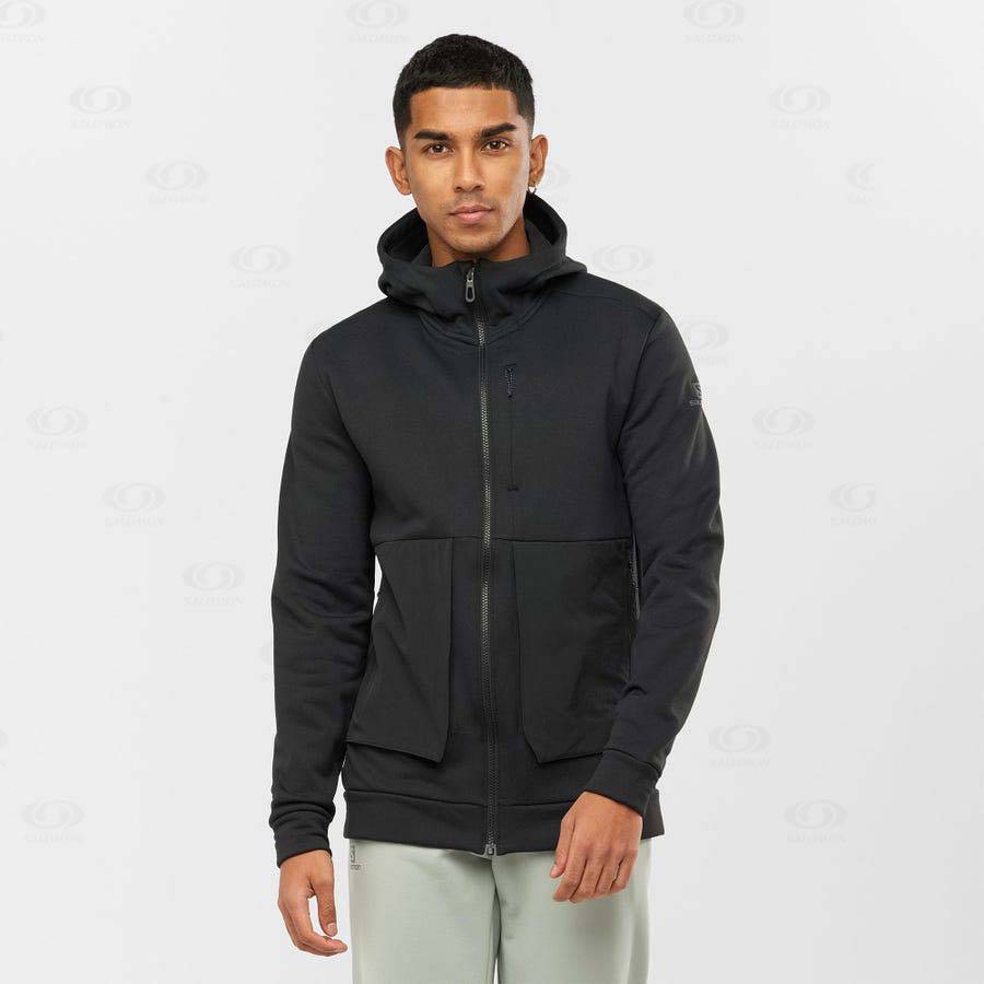 Salomon ESSENTIAL WARM FLEECE Men's Hoodie Black | AU-A1738