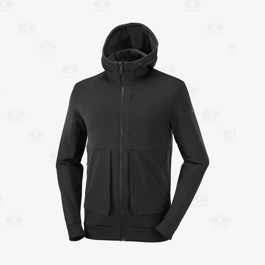 Salomon ESSENTIAL WARM FLEECE Men\'s Hoodie Black | AU-A1738