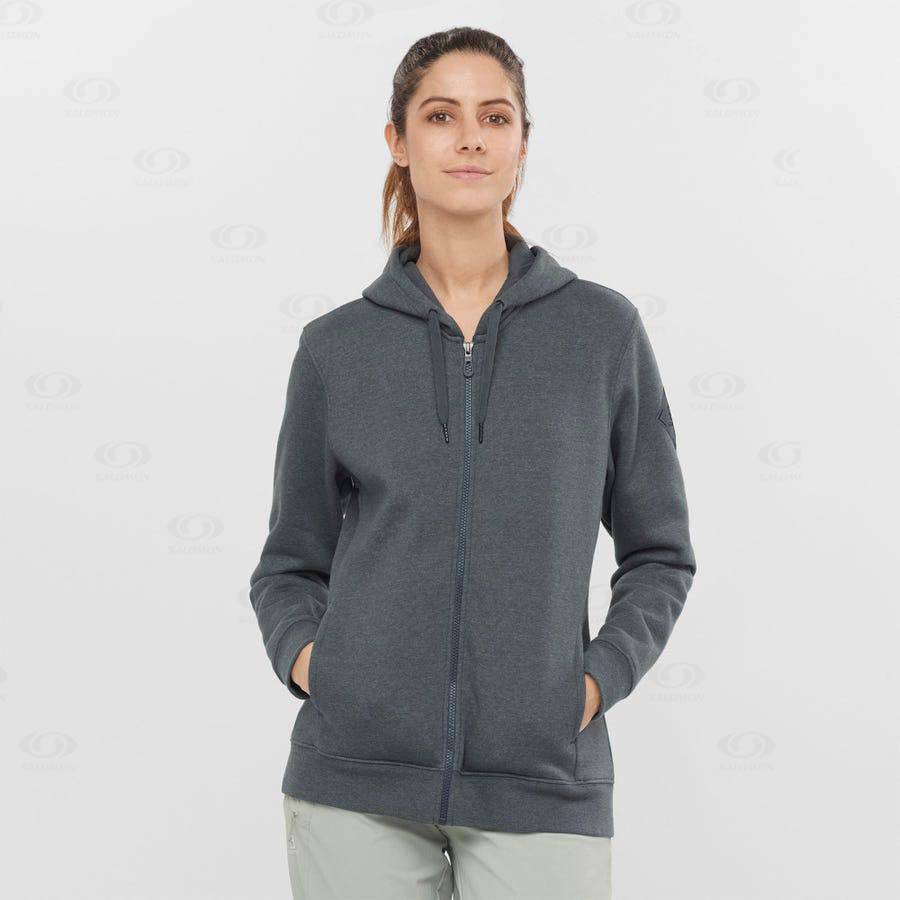 Salomon ESSENTIAL WARM SALOMON Women's Hoodie Grey | AU-O1630