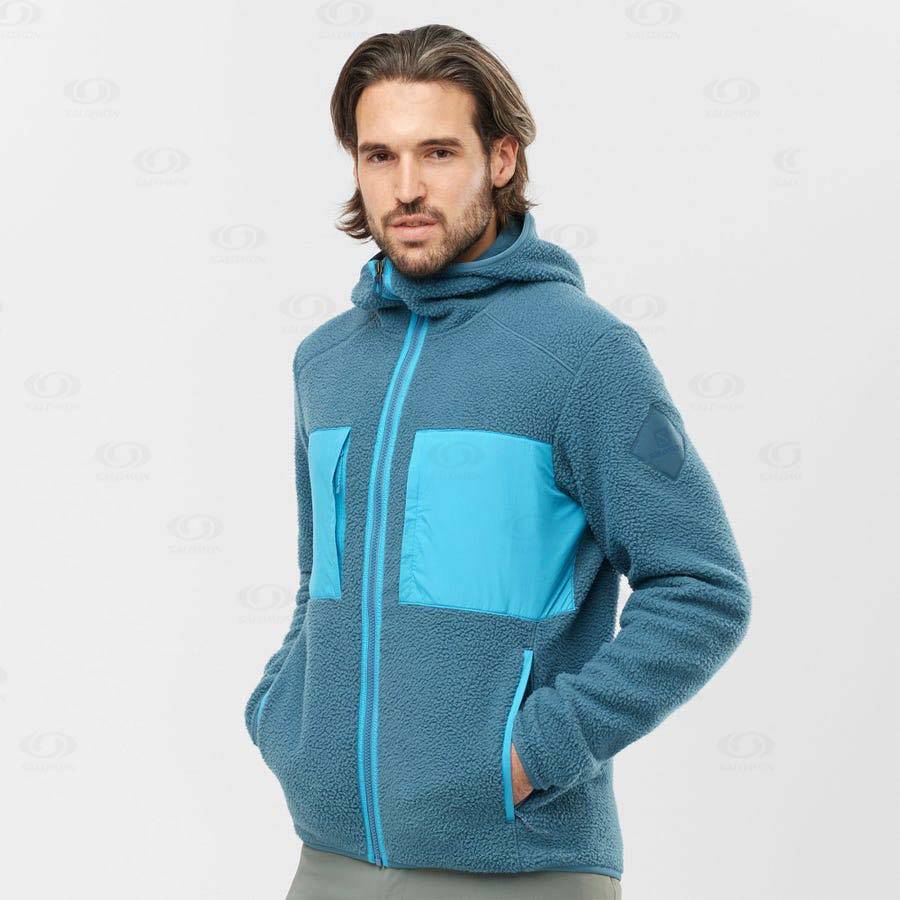 Salomon ESSENTIAL WARM TEDDY Men's Hoodie Blue | AU-O1362