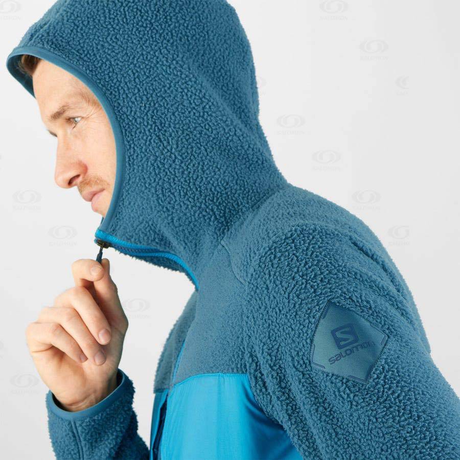 Salomon ESSENTIAL WARM TEDDY Men's Hoodie Blue | AU-O1362