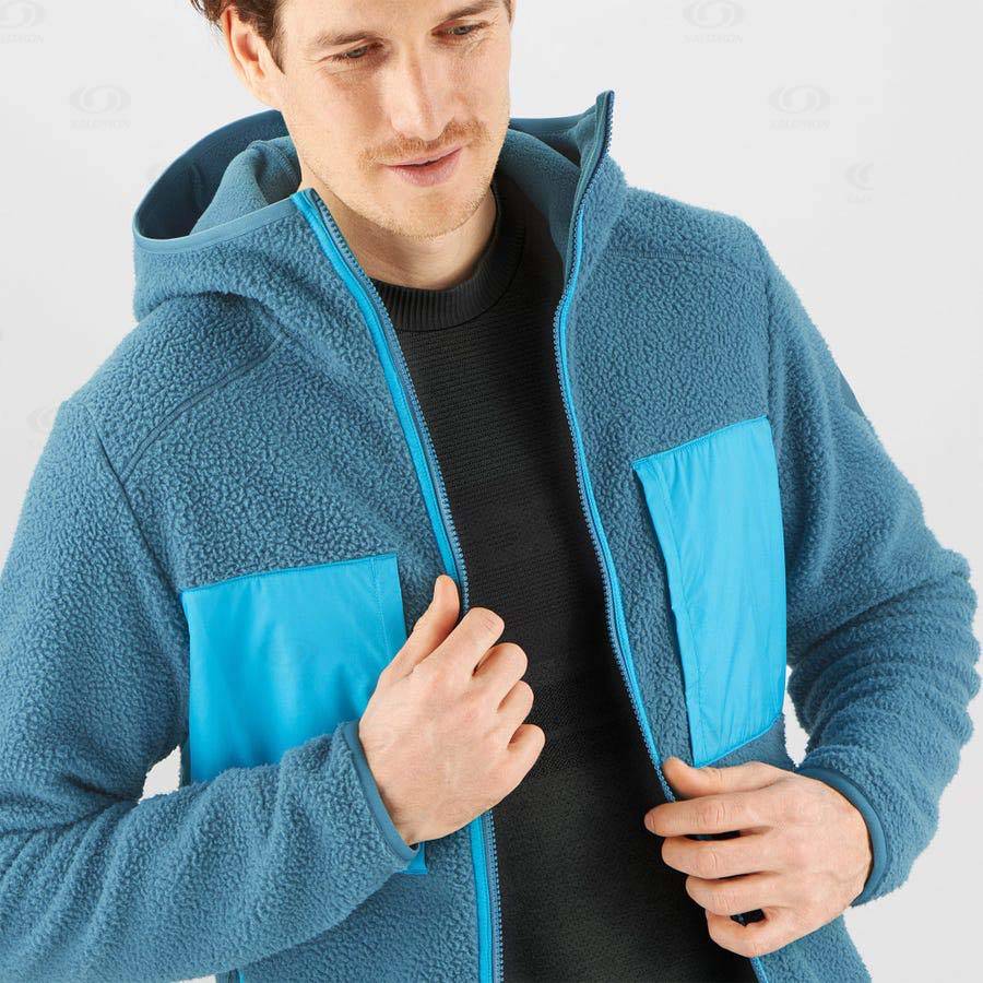 Salomon ESSENTIAL WARM TEDDY Men's Hoodie Blue | AU-O1362