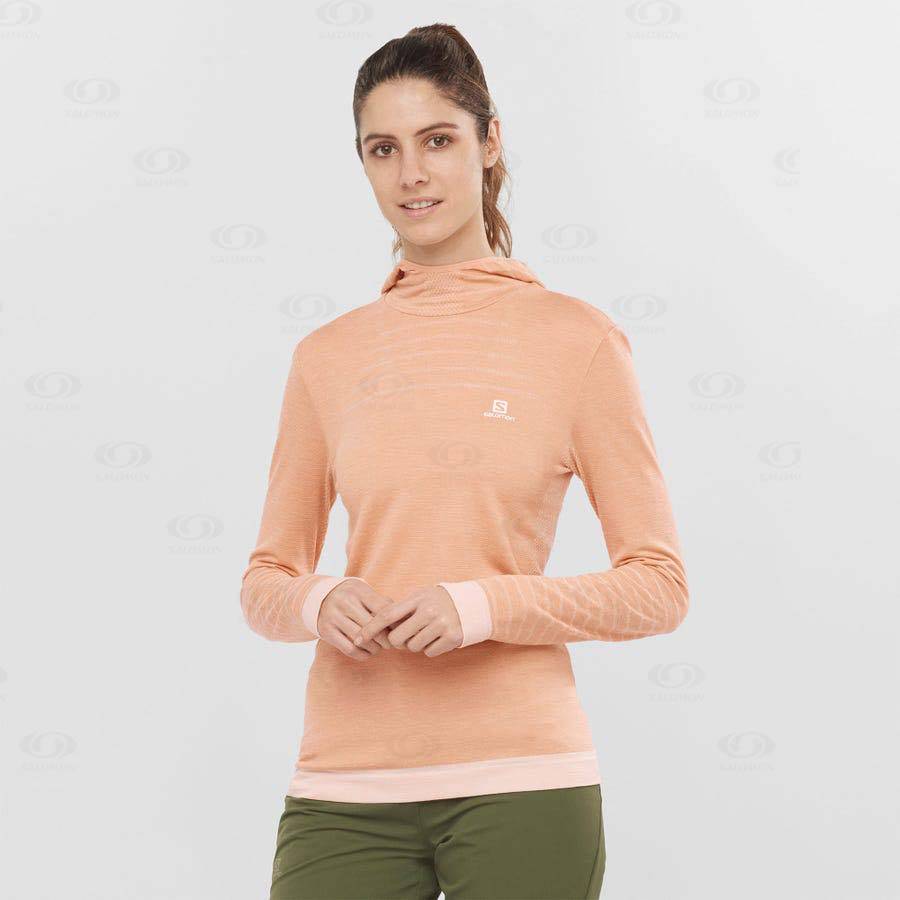 Salomon ESSENTIAL WOOL Women's T Shirts Beige | AU-L1578