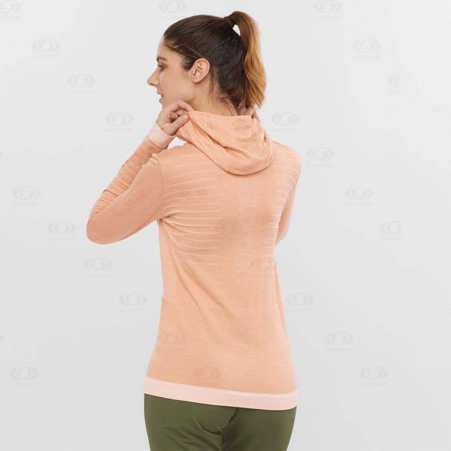 Salomon ESSENTIAL WOOL Women's T Shirts Beige | AU-L1578