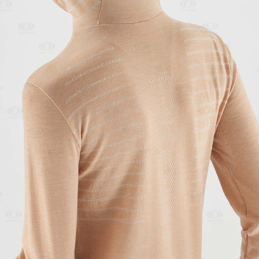 Salomon ESSENTIAL WOOL Women's T Shirts Beige | AU-L1578