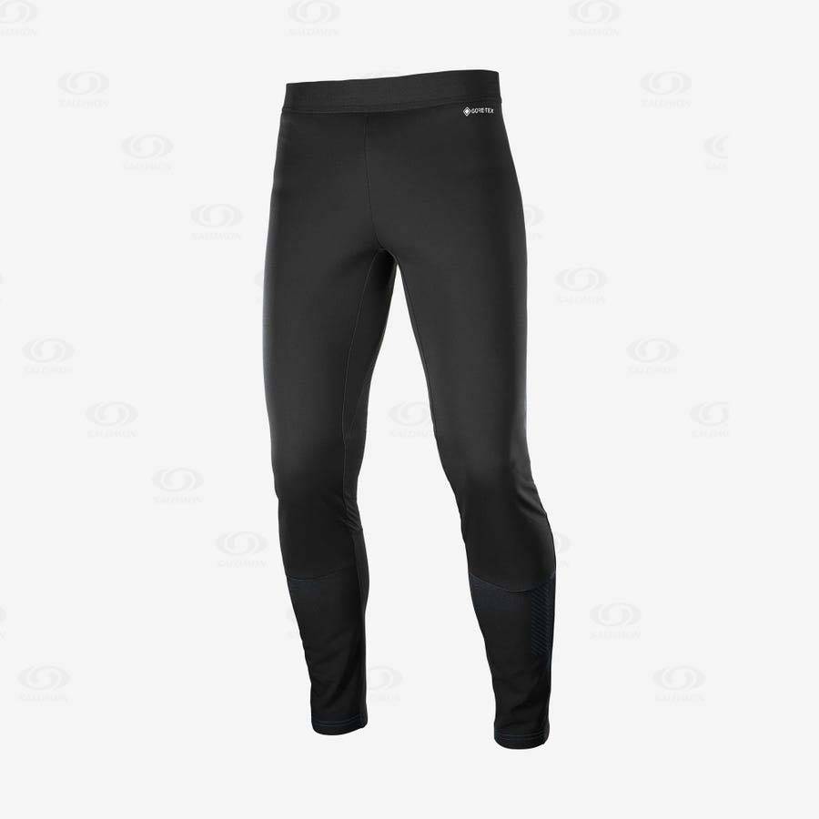 Salomon GORE TEX INFINIUM™ WINDSTOPPER® Men\'s Running Tights Black | AU-S2045