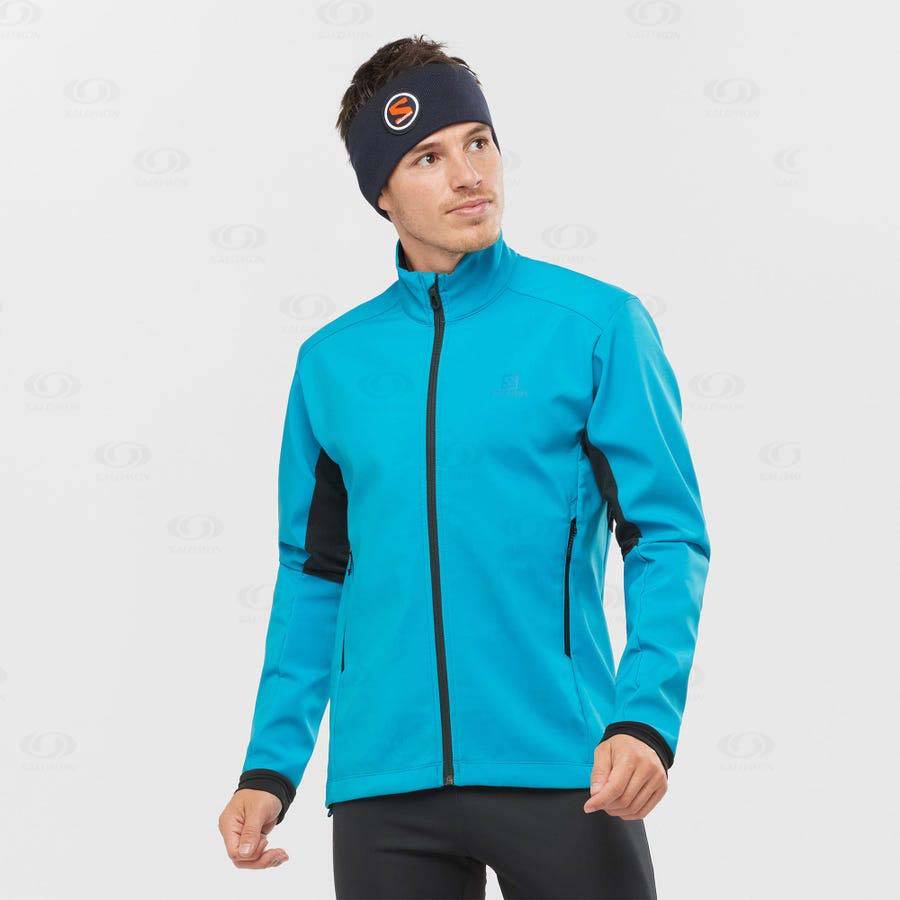 Salomon Jackets AGILE SOFTSHELL Men's Softshell Jackets Blue | AU-S1009