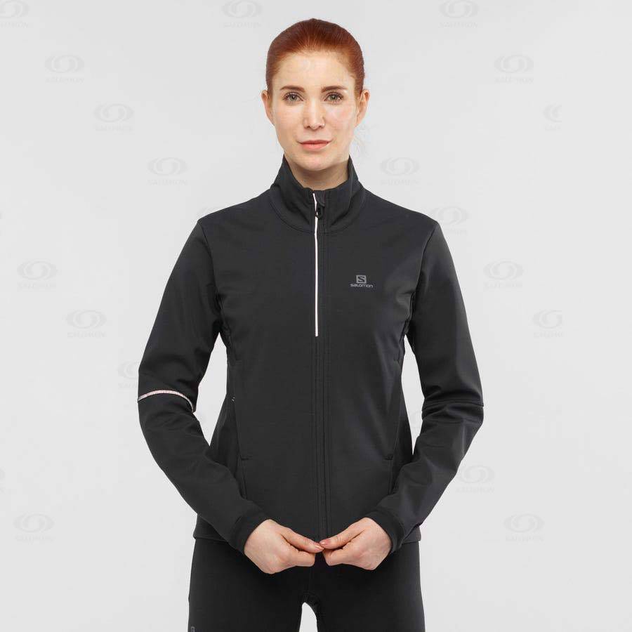 Salomon Jackets AGILE SOFTSHELL Women's Softshell Jackets Black | AU-W4210