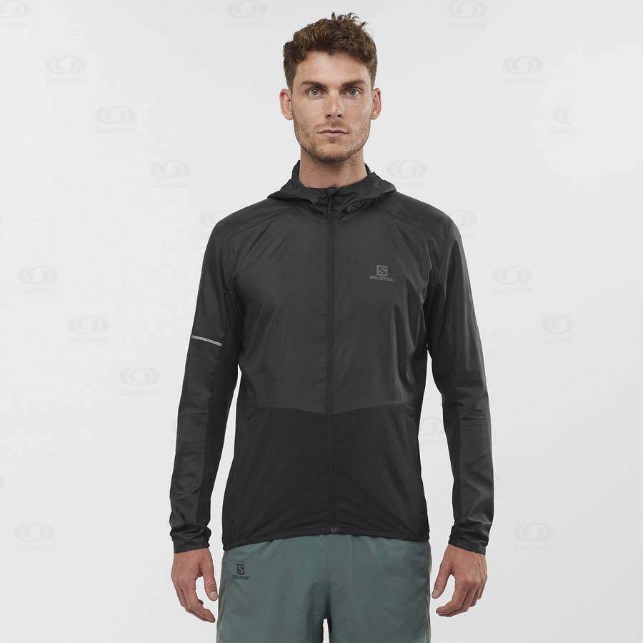 Salomon Jackets AGILE WIND Men's Softshell Jackets Black | AU-N1883