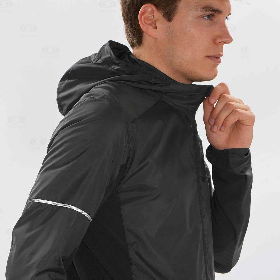 Salomon Jackets AGILE WIND Men's Softshell Jackets Black | AU-N1883