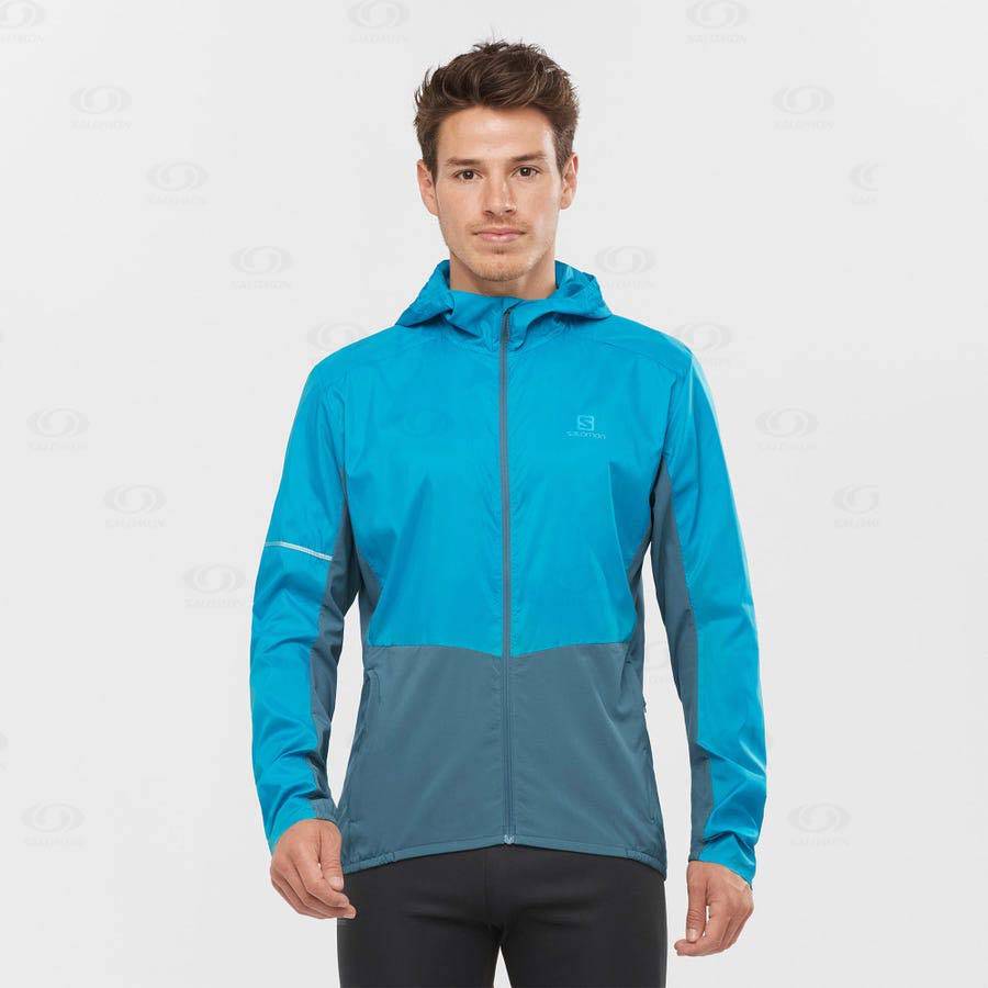 Salomon Jackets AGILE WIND Men's Softshell Jackets Blue | AU-O2447