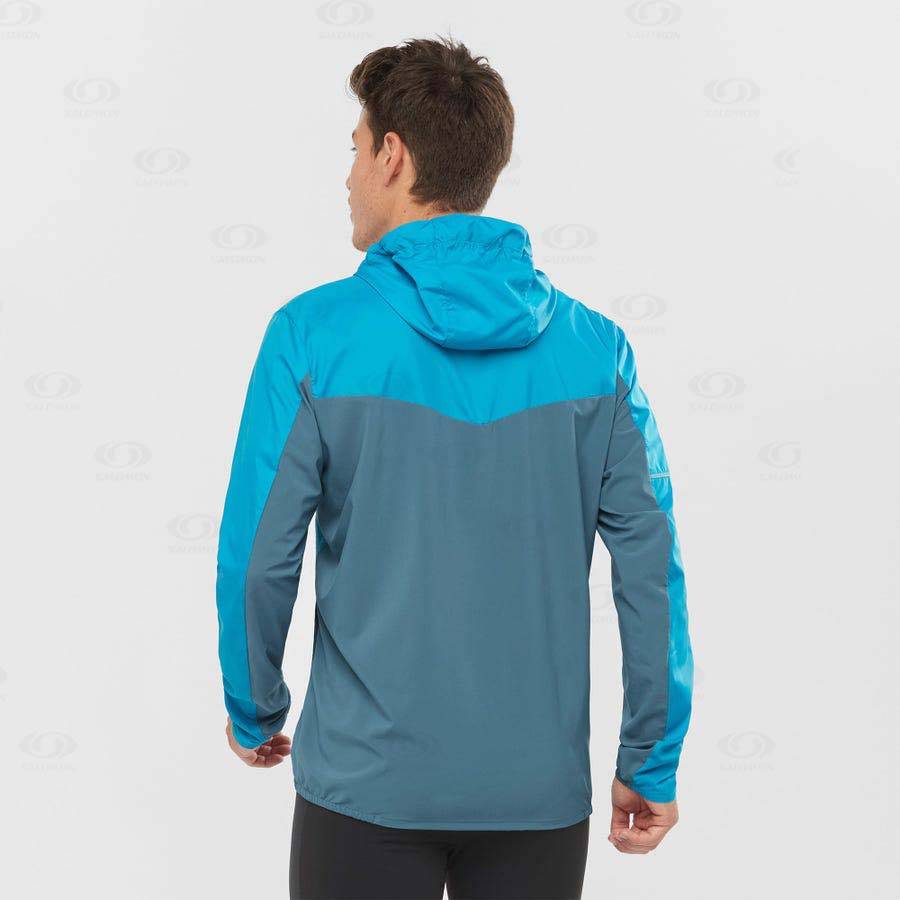 Salomon Jackets AGILE WIND Men's Softshell Jackets Blue | AU-O2447