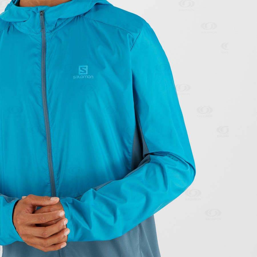 Salomon Jackets AGILE WIND Men's Softshell Jackets Blue | AU-O2447