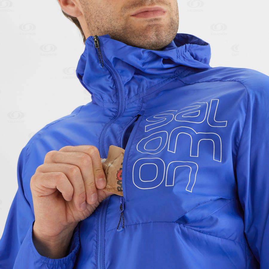 Salomon Jackets BONATTI CROSS WIND Men's Softshell Jackets Blue | AU-N1239