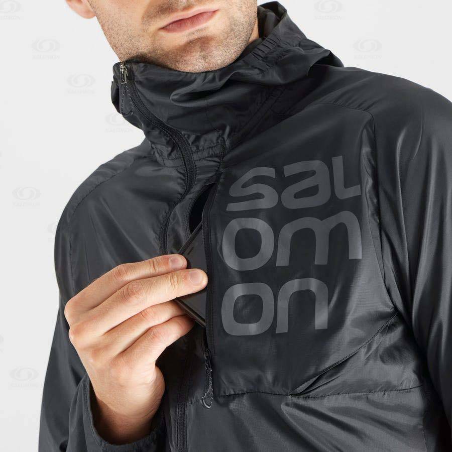 Salomon Jackets BONATTI CROSS WIND Men's Softshell Jackets Black | AU-S1716