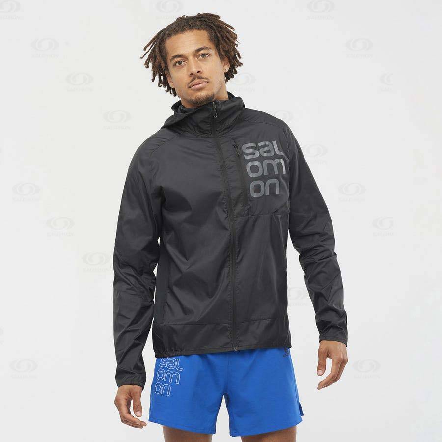 Salomon Jackets BONATTI CROSS WIND Men's Softshell Jackets Black | AU-S1716