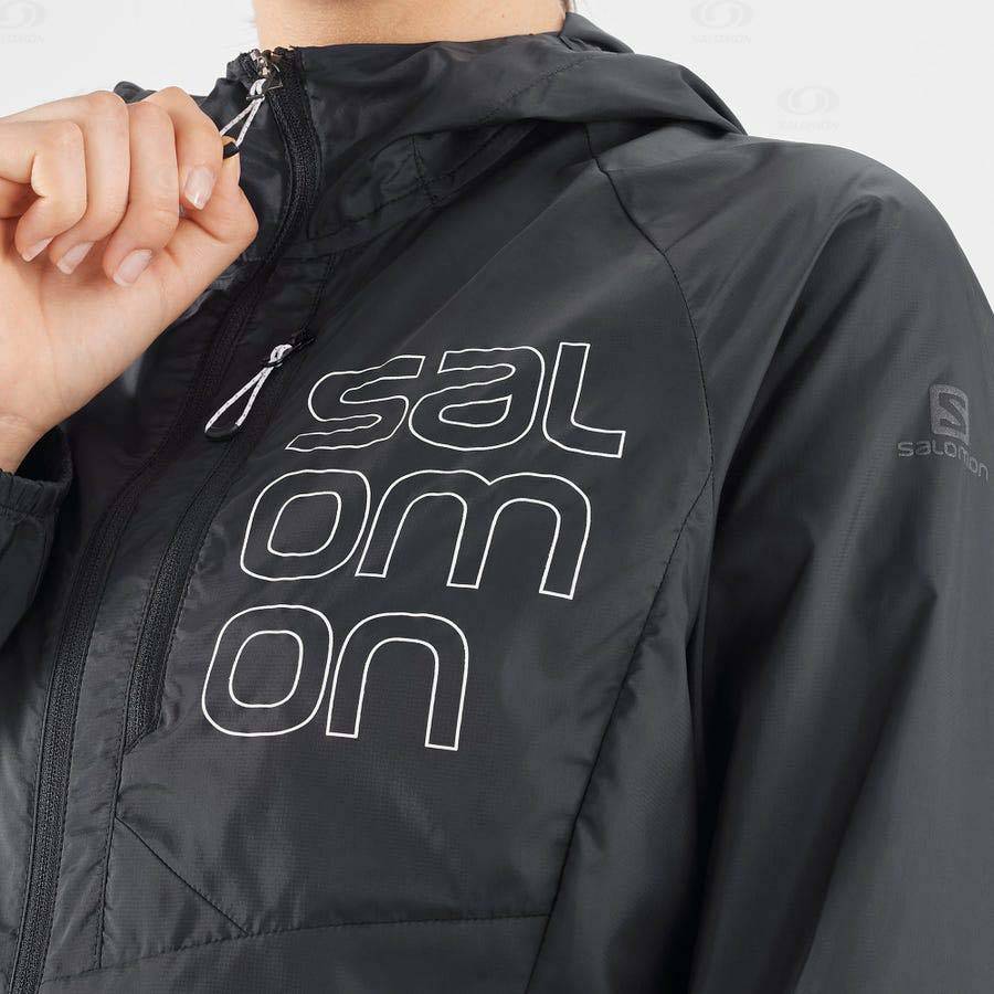 Salomon Jackets BONATTI CROSS WIND Women's Softshell Jackets Black | AU-L1165