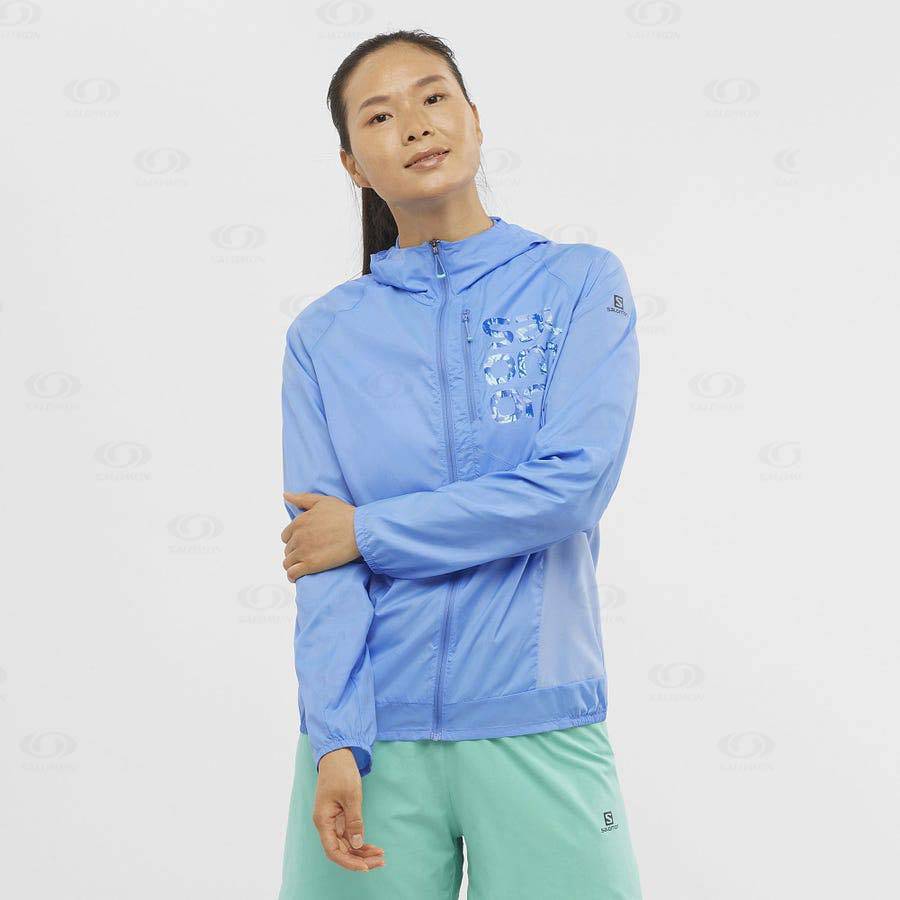 Salomon Jackets BONATTI CROSS WIND Women's Softshell Jackets Blue | AU-O1882