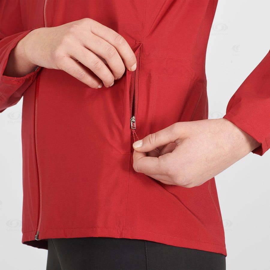 Salomon Jackets BONATTI WATERPROOF Women's Softshell Jackets Red | AU-M2504