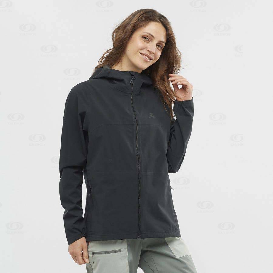 Salomon Jackets ESSENTIAL WATERPROOF 2.5L Women's Softshell Jackets Black | AU-A1815