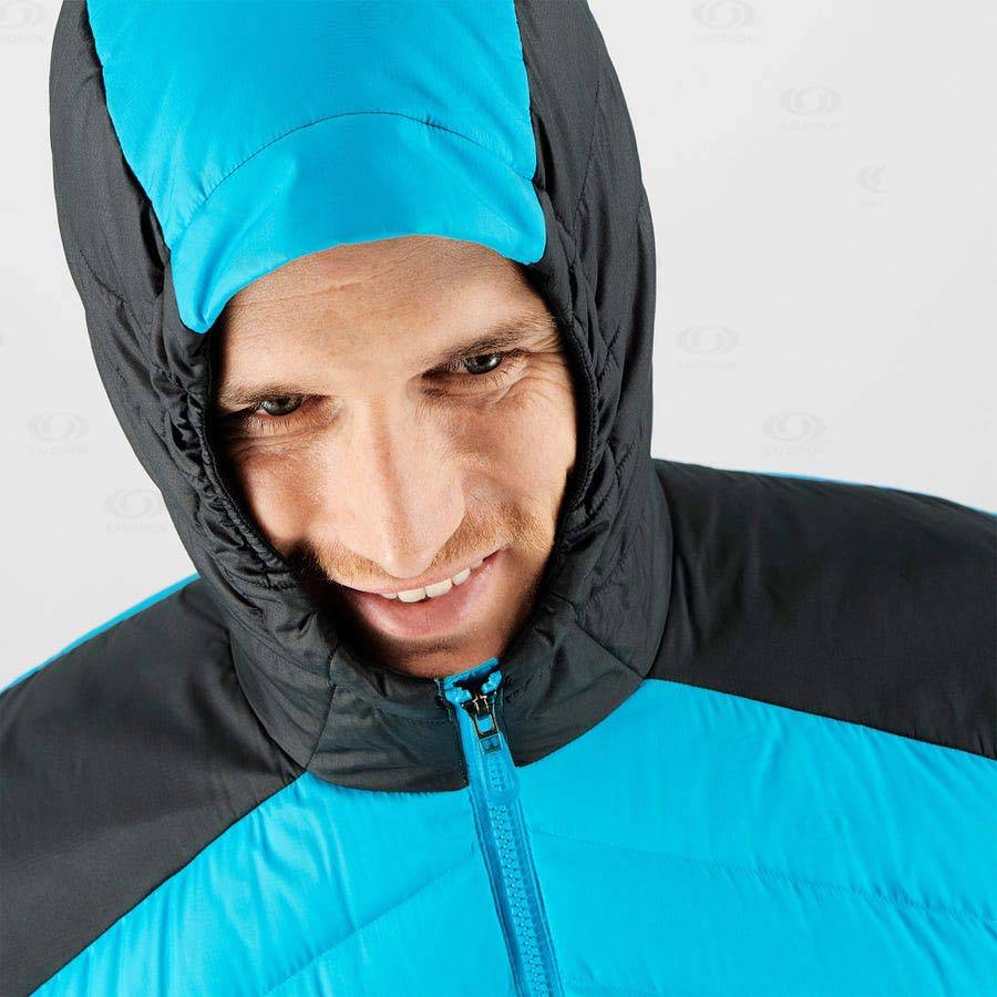 Salomon Jackets ESSENTIAL XWARM DOWN Men's Softshell Jackets Blue | AU-S1786