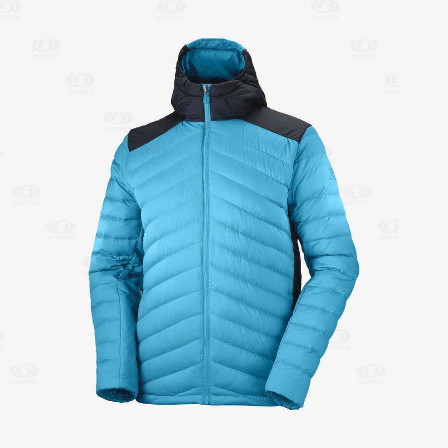 Salomon Jackets ESSENTIAL XWARM DOWN Men\'s Softshell Jackets Blue | AU-S1786