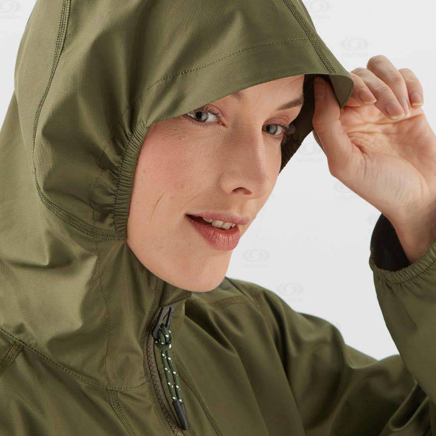 Salomon Jackets OUTLIFE LONG PACKABLE Women's Softshell Jackets Olive | AU-O2008