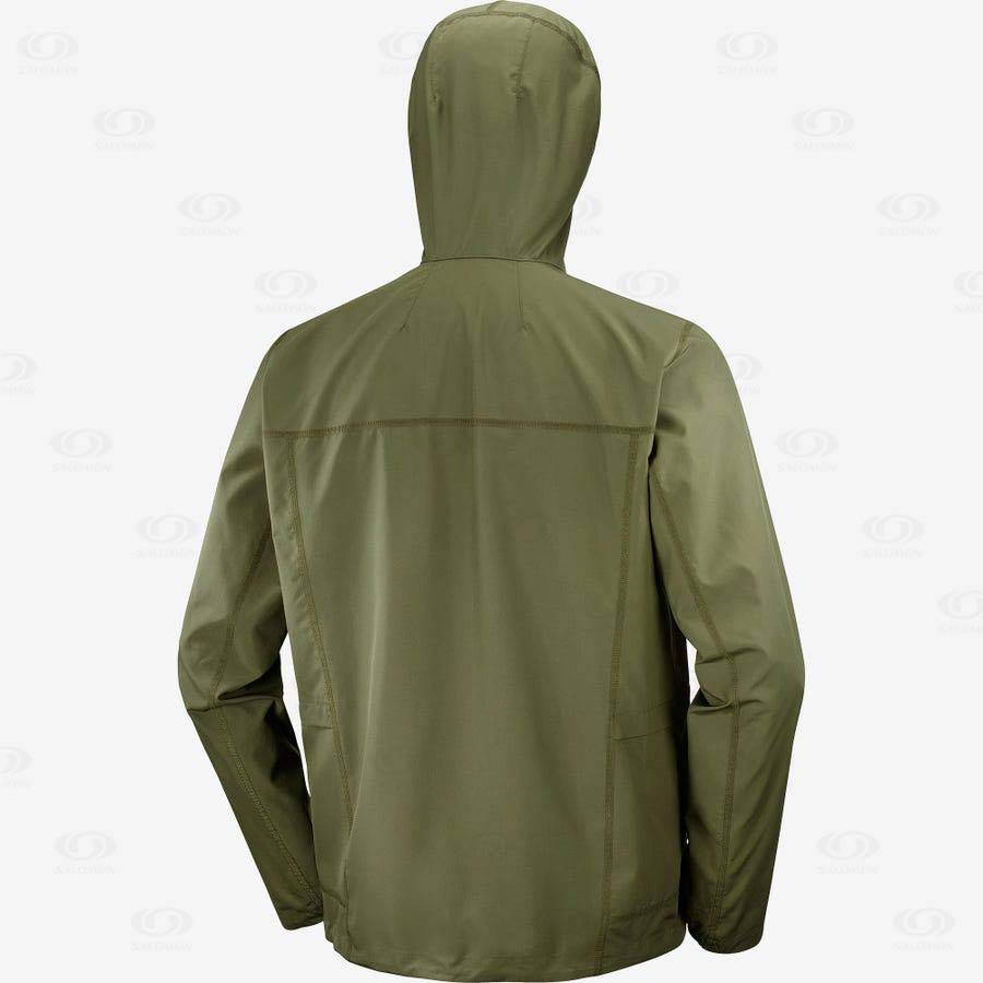 Salomon Jackets OUTLIFE PACKABLE SHELL U Men's Softshell Jackets Olive | AU-A1997