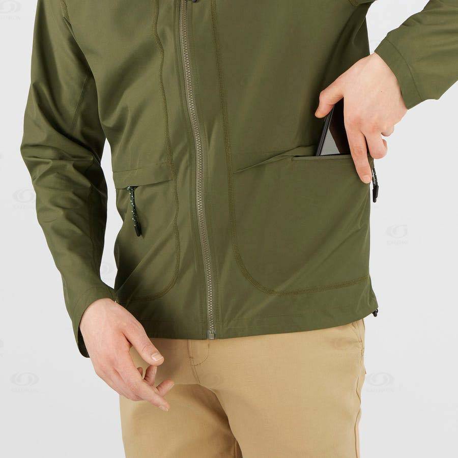 Salomon Jackets OUTLIFE PACKABLE SHELL U Men's Softshell Jackets Olive | AU-A1997