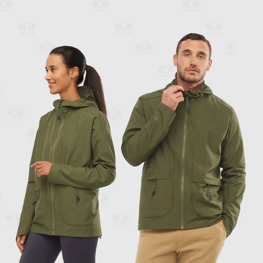 Salomon Jackets OUTLIFE PACKABLE SHELL U Women's Softshell Jackets Olive | AU-S2262